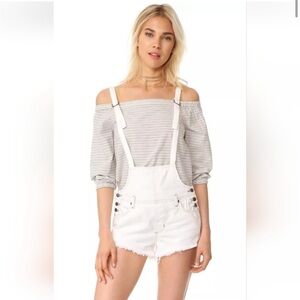 Free People We The Free White Strappy Shorts Overalls Shortalls 26